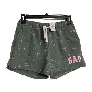 NWT Gap Kids Girls Drawstring Shorts Size XL 12 Green Floral Sage G2